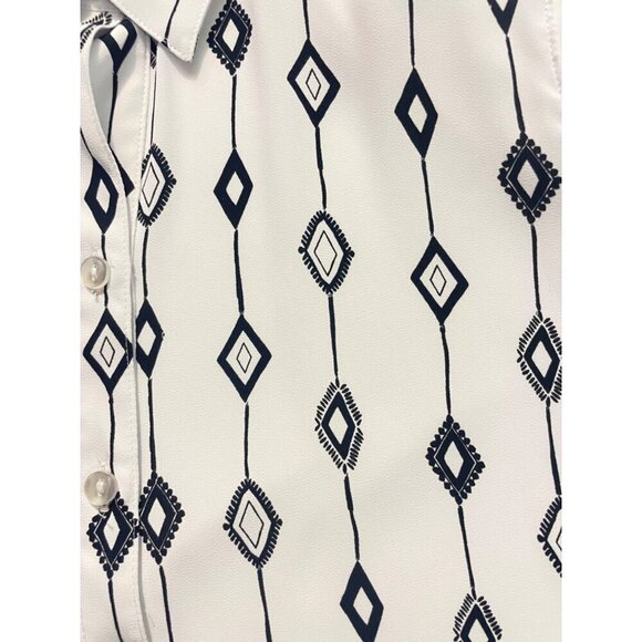 Chico's Black White Geometric Button Front Top Blouse 0 Small - Picture 5 of 6